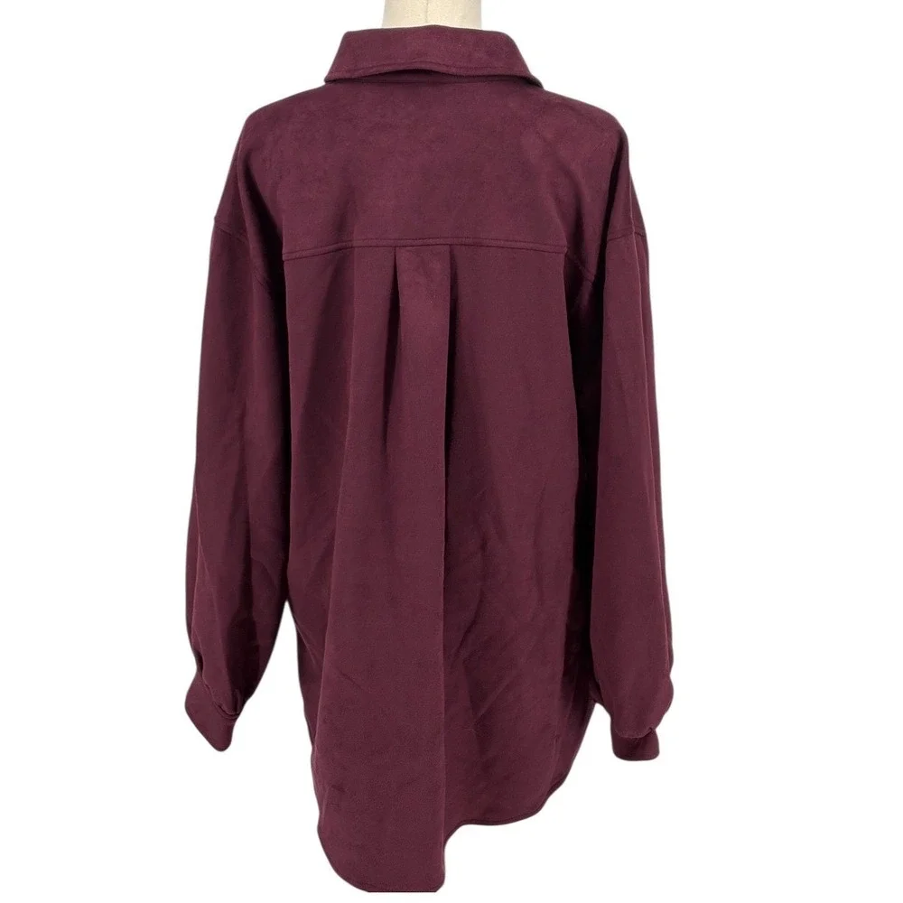 LAUNDRY BY SHELLI‎ SEGAL Burgundy Suede Shirt Jacket Womens Size L Oversized